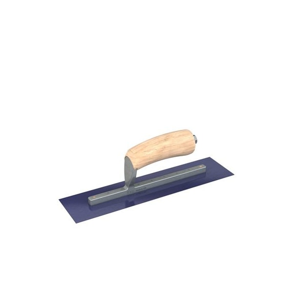 Ultra Blue Steel Finishing Trowel - Sqaure End - 16" x 3" with Camel Back Wood Handle